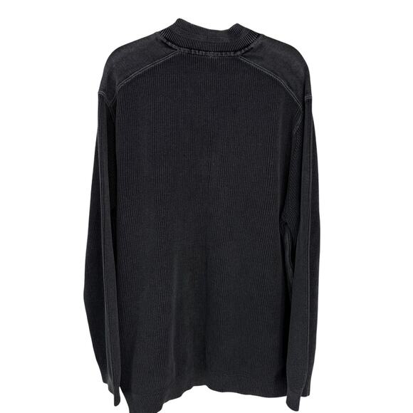 Tommy Bahama Mens 3X Sweater 1/4 Zip Mock Neck Cotton Long Sleeve Charcoal Gray - Picture 3 of 8